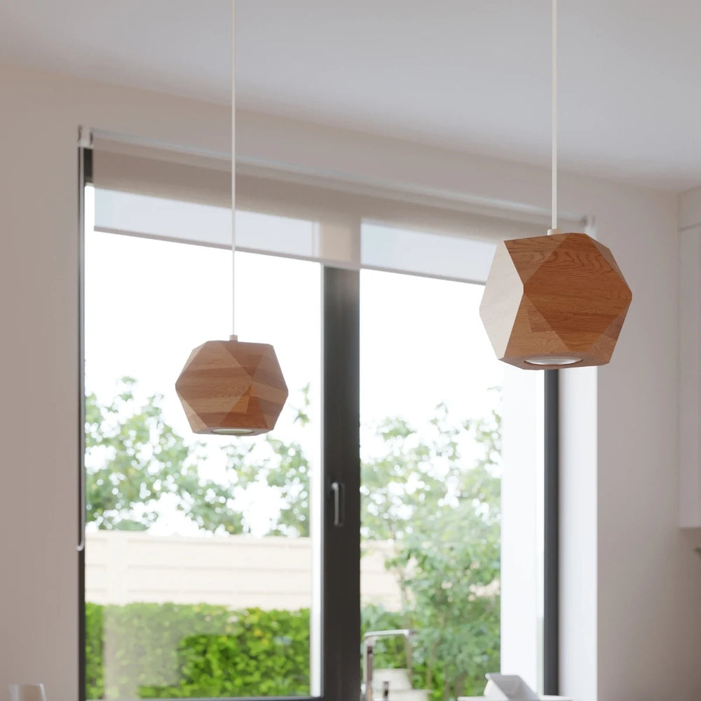Sollux Lighting Woody hanging lamp natural wood, LED compatible up to 50W, IP20, CE RoHS, Matte Gold finish