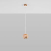 Sollux Lighting Woody hanging lamp natural wood, LED compatible up to 50W, IP20, CE RoHS, Matte Gold finish