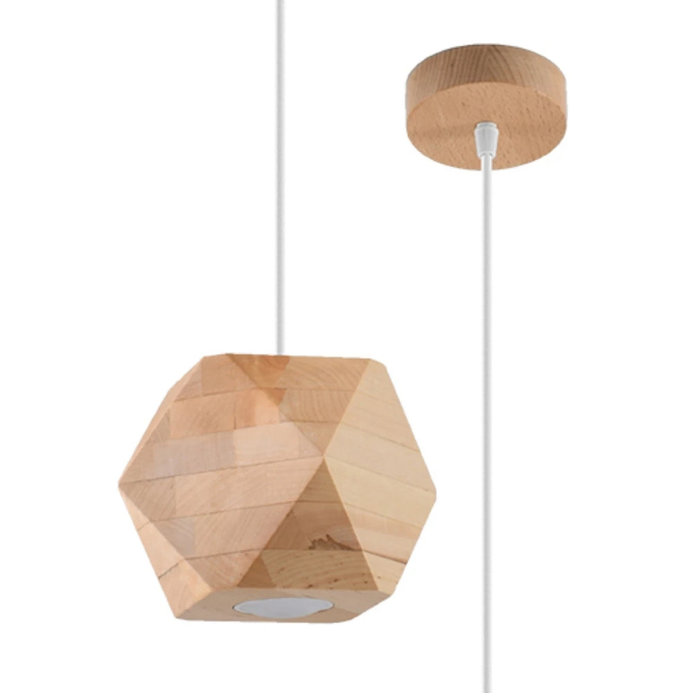 Sollux Lighting Woody hanging lamp natural wood, LED compatible up to 50W, IP20, CE RoHS, Matte Gold finish