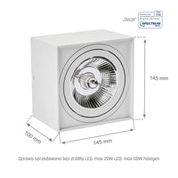 Spectrum CHLOE AR111 GU10 LED surface-mounted ceiling light, IP20 White aluminum housing, 20W max 250V