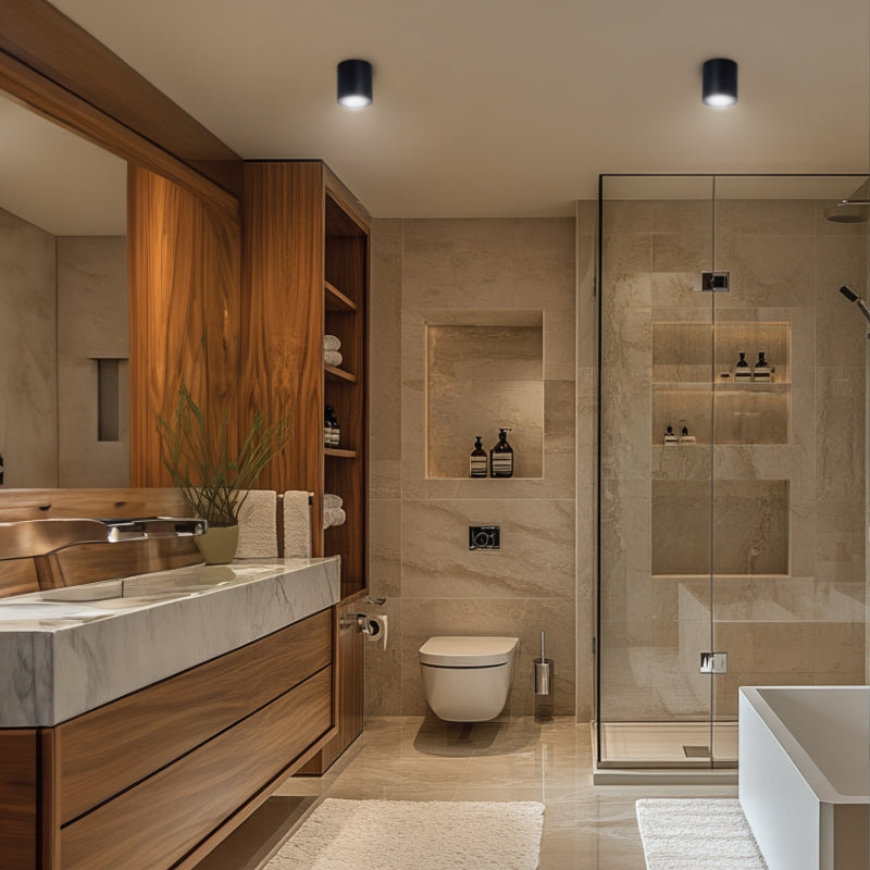 Spectrum CHLOE GU10 Faretto LED da superficie Nero rotondo IP44 corpo in alluminio 250V uso interno