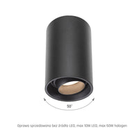 Faretto da superficie Spectrum CHLOE LED GU10, IP20, max 10W, rotondo nero orientabile per soffitto