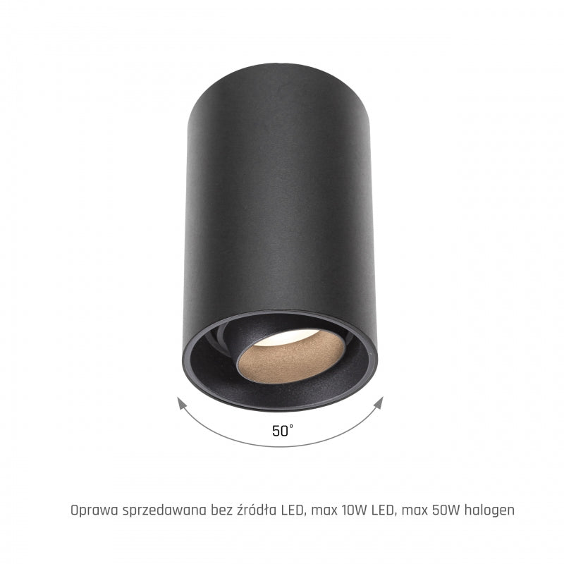 Faretto da superficie Spectrum CHLOE LED GU10, IP20, max 10W, rotondo nero orientabile per soffitto