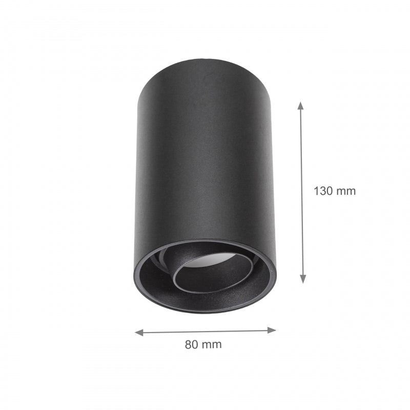 Faretto da superficie Spectrum CHLOE LED GU10, IP20, max 10W, rotondo nero orientabile per soffitto