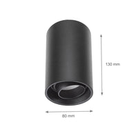 Faretto da superficie Spectrum CHLOE LED GU10, IP20, max 10W, rotondo nero orientabile per soffitto