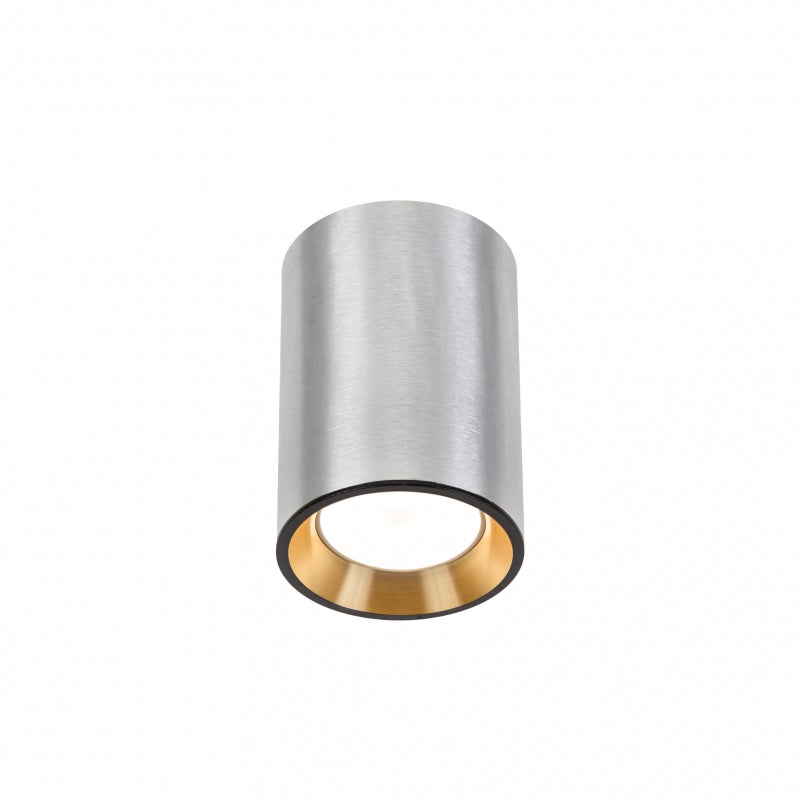 Plafoniera da soffitto a montaggio superficiale Spectrum CHLOE MINI GU10, corpo Argento con anello Oro e bordo Nero, IP20