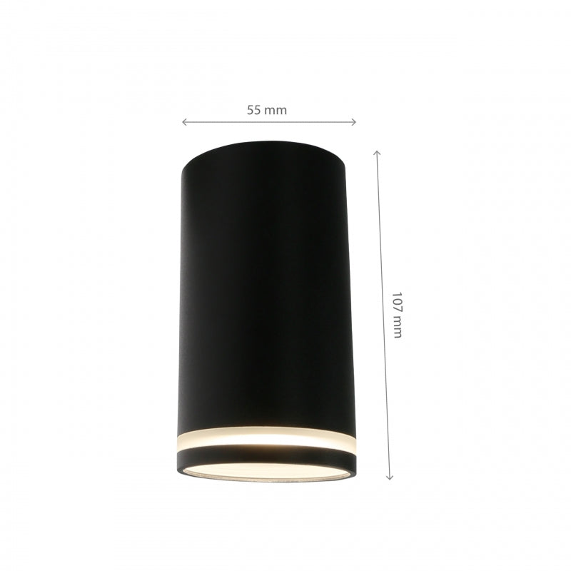 Spectrum CHLOE Mini Ring plafoniera a montaggio superficiale GU10 230V IP20 Alluminio nero 55x107mm