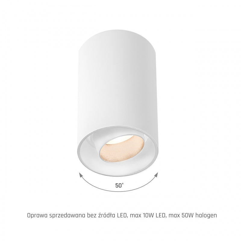 Faretto da superficie Spectrum CHLOE Spot GU10 LED IP20 Bianco Orientabile 50° Montaggio a soffitto 250V Alluminio