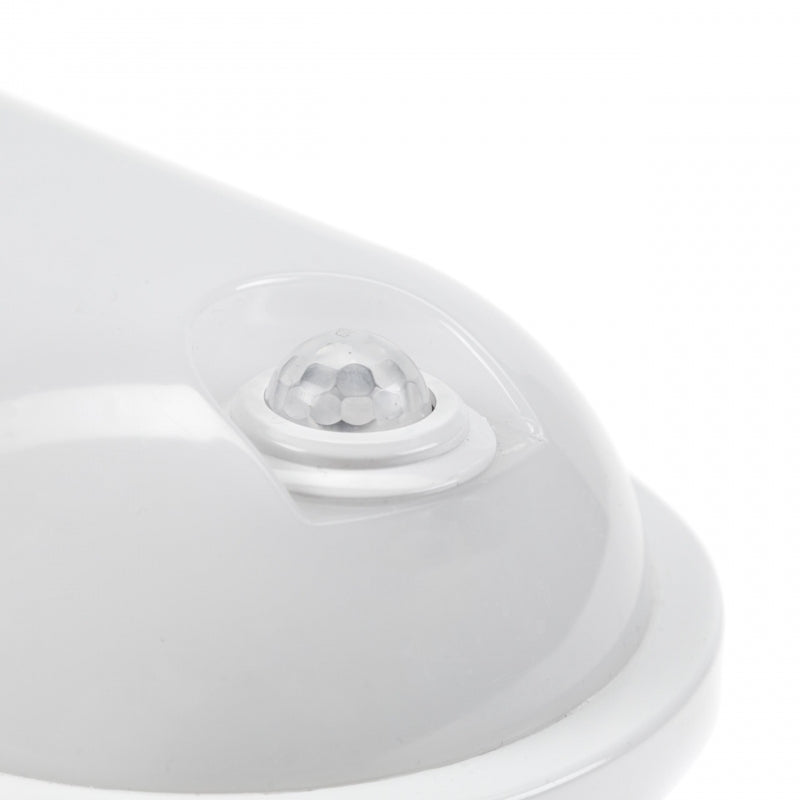 Spectrum LED 20W IP54 230V oval ceiling lamp with PIR sensor 4000K 2300 lumens White housing