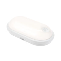 Spectrum LED 20W IP54 230V oval ceiling lamp with PIR sensor 4000K 2300 lumens White housing