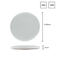 Plafoniera LED Spectrum 32W 6000K 230V IP54 rotonda Bianco Nero 3450 lumen fascio 115° montaggio a superficie