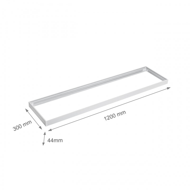 Cornice LED Spectrum per plafoniera ALGINE da superficie 300x1200mm, Struttura in alluminio bianco e policarbonato