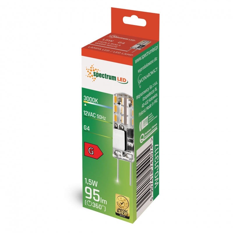 Lampadina Spectrum LED G4 12V 1.5W Bianco Caldo 3000K 95 lumen copertura in silicone fascio 270° non dimmerabile