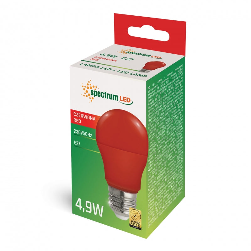 Lampadina Spectrum LED GLS A50 E27 230V 4.9W Rossa fascio 270° non dimmerabile durata 17000h