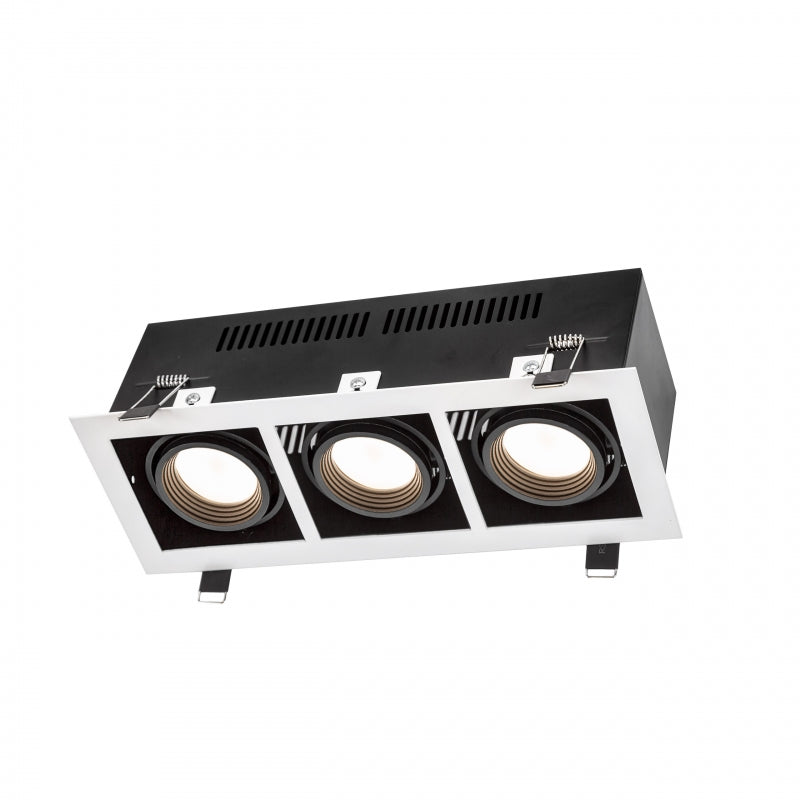 Spectrum LED recessed frame for 3x GU10, White aluminum housing, 3x10W max, 250V, IP20 indoor lighting