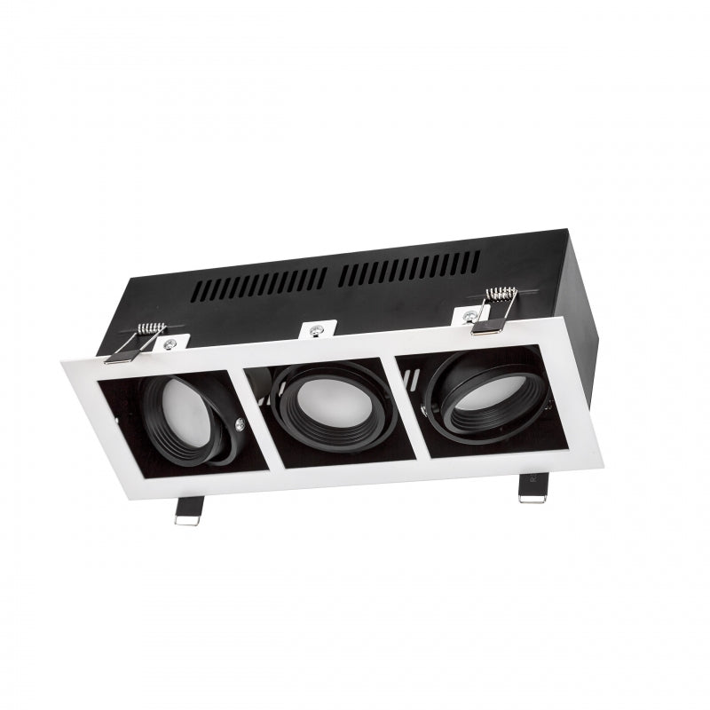 Spectrum LED recessed frame for 3x GU10, White aluminum housing, 3x10W max, 250V, IP20 indoor lighting