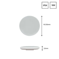 Plafoniera LED Spectrum a montaggio superficiale 18W 6000K 230V IP54 2050 lumen Bianco Nero tonda 250mm
