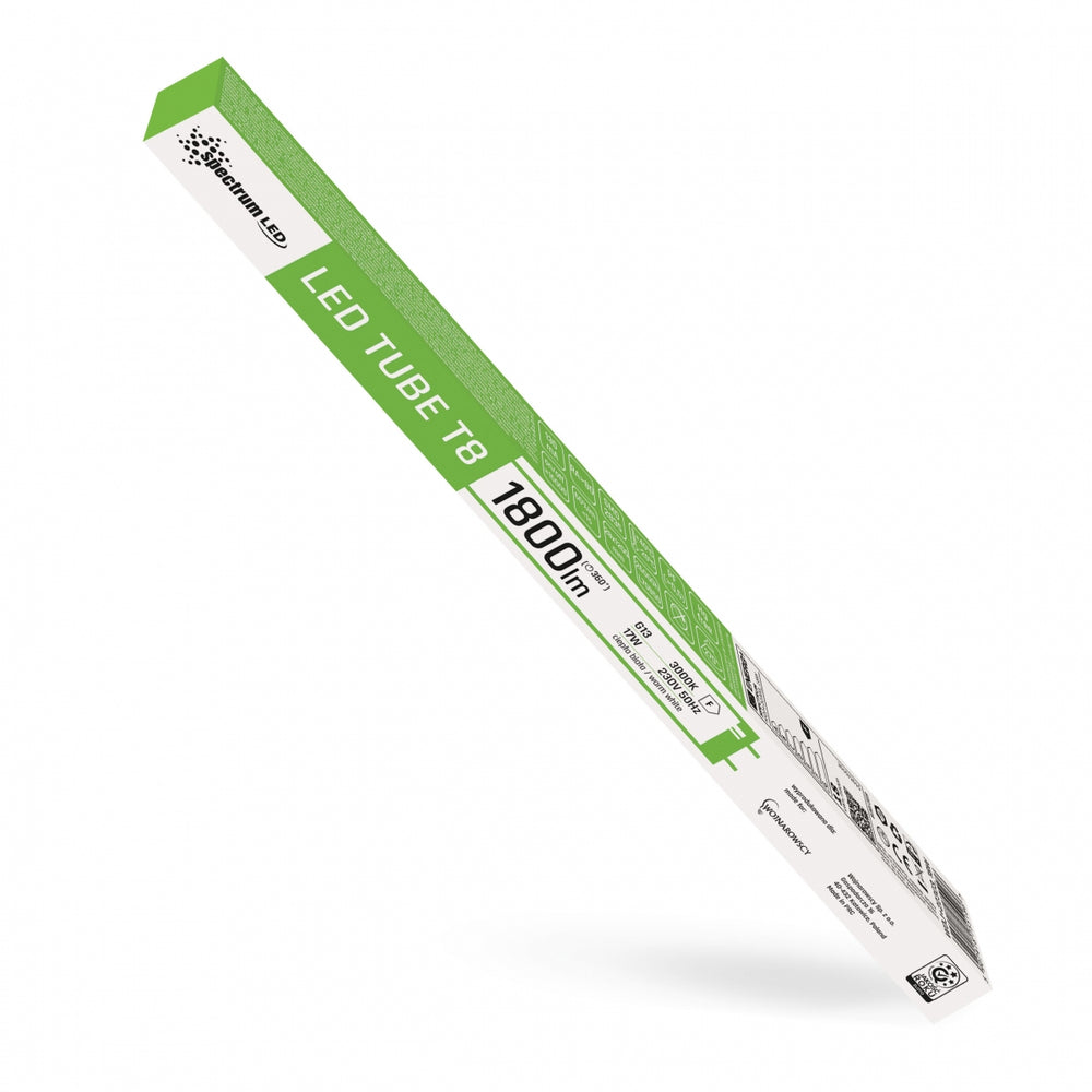 Spectrum Tubo LED 120cm G13 17W 230V 3000K Bianco Caldo 1800 lumen 270° CRI 80 illuminazione interna