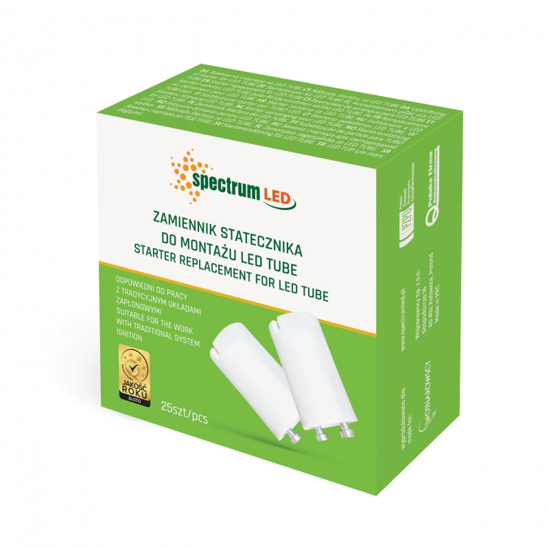 Spectrum LED tube starter one side supply, White, 20mm x 38mm, easy retrofit for LED tube installation