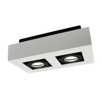 Faretto da soffitto a superficie Spectrum MIRORA GU10, 2x10W LED, 250V, IP20, orientabile, Alluminio Bianco Nero
