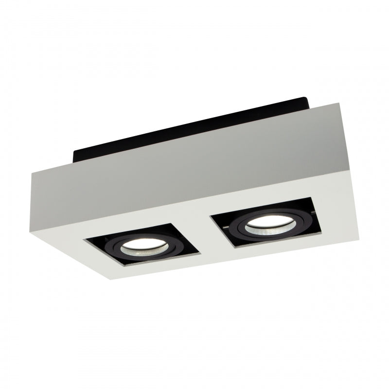Faretto da soffitto a superficie Spectrum MIRORA GU10, 2x10W LED, 250V, IP20, orientabile, Alluminio Bianco Nero