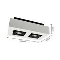 Faretto da soffitto a superficie Spectrum MIRORA GU10, 2x10W LED, 250V, IP20, orientabile, Alluminio Bianco Nero