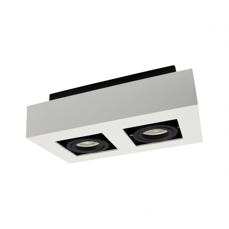 Faretto da soffitto a superficie Spectrum MIRORA GU10, 2x10W LED, 250V, IP20, orientabile, Alluminio Bianco Nero