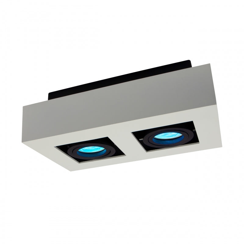 Faretto da soffitto a superficie Spectrum MIRORA GU10, 2x10W LED, 250V, IP20, orientabile, Alluminio Bianco Nero