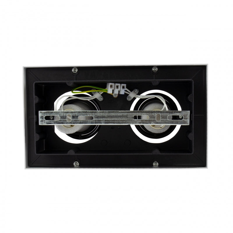 Faretto da soffitto a superficie Spectrum MIRORA GU10, 2x10W LED, 250V, IP20, orientabile, Alluminio Bianco Nero