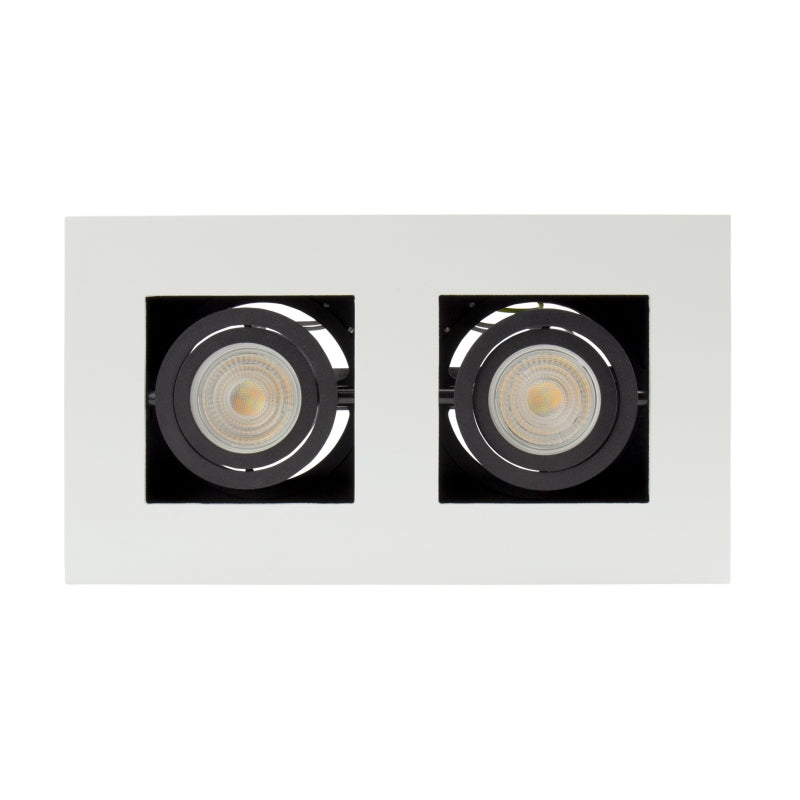 Faretto da soffitto a superficie Spectrum MIRORA GU10, 2x10W LED, 250V, IP20, orientabile, Alluminio Bianco Nero