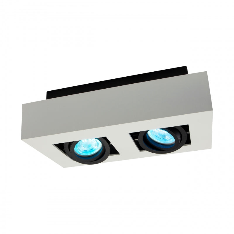 Faretto da soffitto a superficie Spectrum MIRORA GU10, 2x10W LED, 250V, IP20, orientabile, Alluminio Bianco Nero
