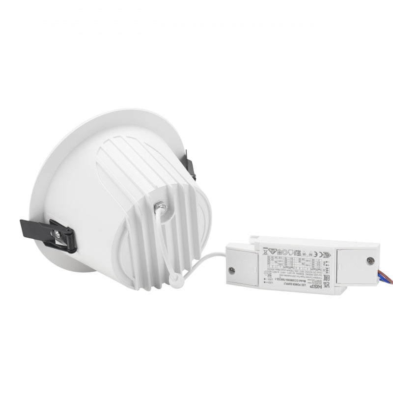 Spectrum ORBITO Faretto LED da Incasso 14-27W 4000K 230V IP44 CRI 90 UGR<19 Bianco Rotondo Riflettore Nero a Filo Soffitto