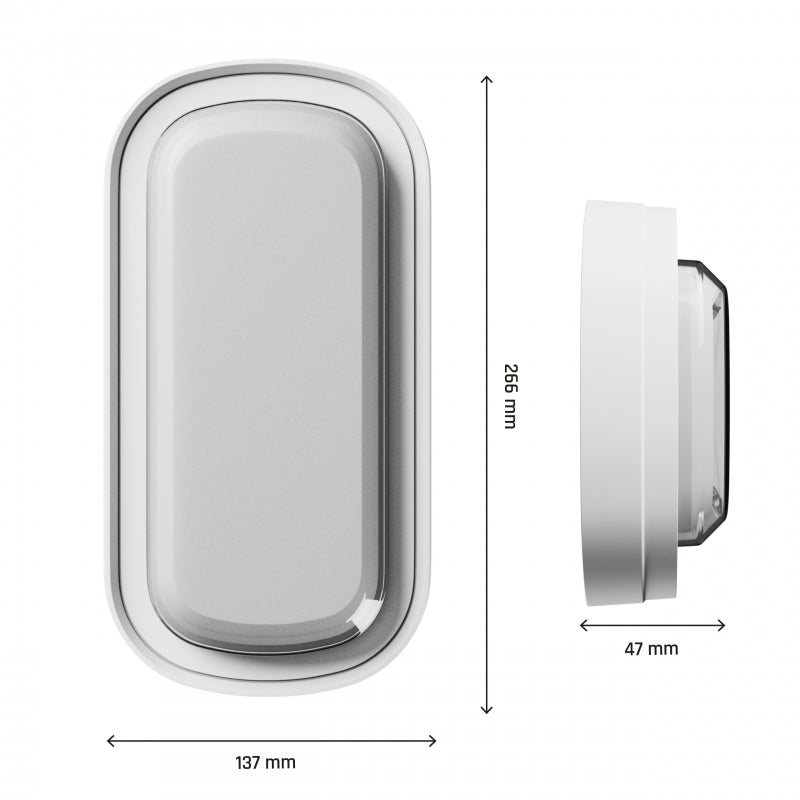 Spectrum PASTILO 15W lampada LED ovale da superficie, CCT 230V, 1800 lumen, fascio 120°, IP54 IK10, Bianco