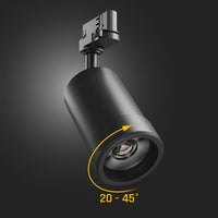 Spectrum PAVA BASIC Faretto LED su Binario 20W CCT 230V Trifase 20-45° Nero IP20 2225 lumen CRI 80