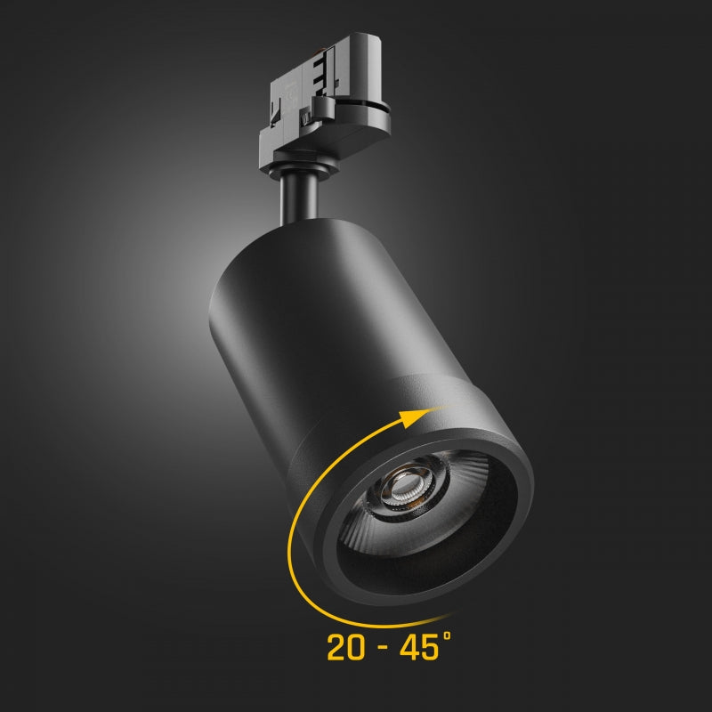Spectrum PAVA BASIC Faretto LED su Binario 20W CCT 230V Trifase 20-45° Nero IP20 2225 lumen CRI 80