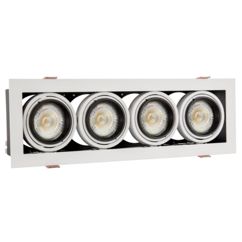 Spectrum recessed LED GU10 x4 frame, 4x10W, 250V, IP20, White aluminum housing for indoor lighting