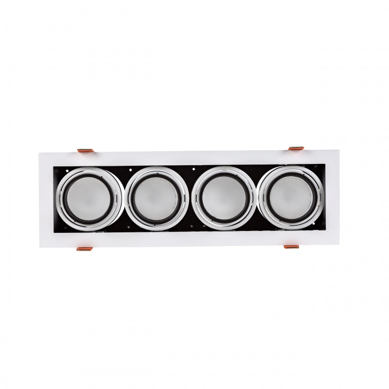 Spectrum recessed LED GU10 x4 frame, 4x10W, 250V, IP20, White aluminum housing for indoor lighting