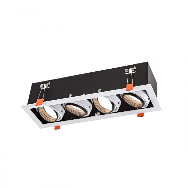 Spectrum recessed LED GU10 x4 frame, 4x10W, 250V, IP20, White aluminum housing for indoor lighting