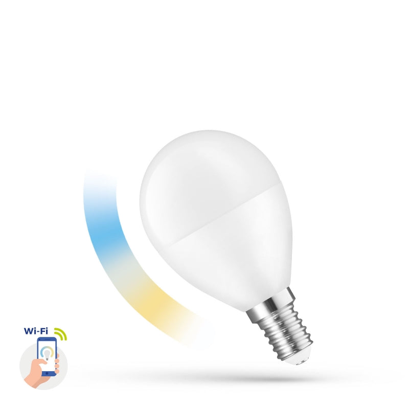 Spectrum Smart LED P45 Bulb 5W E14 230V Wi-Fi CCT Tunable White 2700K-6500K Dimmable 420 lumens