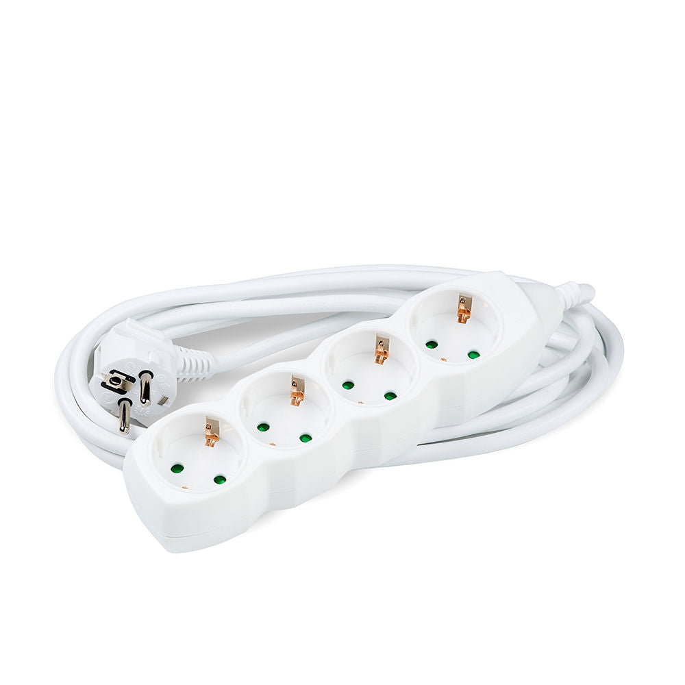 Technik Presa Multipla 4 Vie, Cavo in Rame 3m 1.5mm², Bianco, 16A 250V con Protezione Bambini