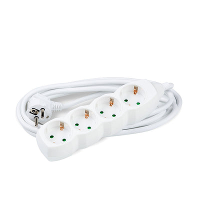 Technik Presa Multipla 4 Vie, Cavo in Rame 3m 1.5mm², Bianco, 16A 250V con Protezione Bambini