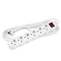 Technik 6-way extension socket with 5m 1.5mm² copper cable, switch, child protection, White 16A
