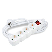 Presa Multipla Technik 4 posti con cavo in rame 3m 1,5mm², Interruttore, Protezione Bambini, Bianco 16A