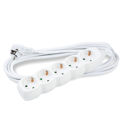 Multipresa Technik 5 prese, cavo in rame da 1,5m Bianco 16A protezione bambini