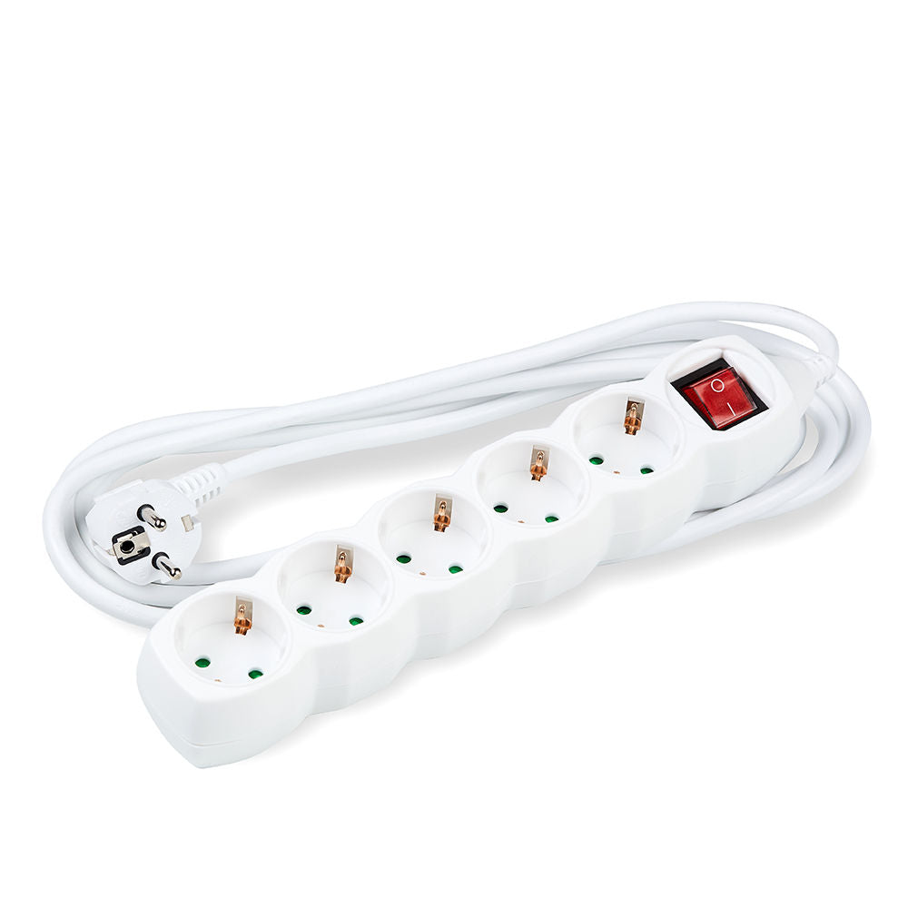 Presa multipla Technik 5 vie, cavo in rame 3m 1.5mm², interruttore, Bianco, 16A