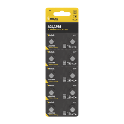 Technik Platinum Pila a Bottone Alcalina AG4 LR66 377 1.5V Batteria a Bottone 10 Confezione