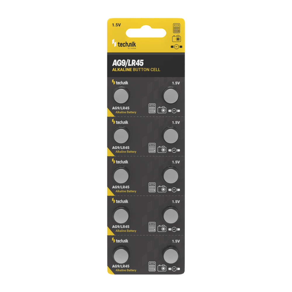Batteria a bottone alcalina Technik Platinum AG9 LR45 394 1.5V 40mAh confezione da 10
