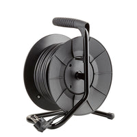 Technik Avvolgicavo Professionale 25m 1.5mm² 16A con 4 Prese EU e Interruttore Nero
