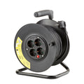 Technik Avvolgicavo Professionale 25m 1.5mm² 16A con 4 Prese EU e Interruttore Nero