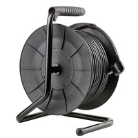 Technik Avvolgicavo Professionale 50m 1.5mm² Nero 16A 4 Prese con Interruttore Interno Esterno